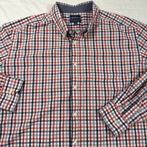SHIRT Mason James MENS XXL Button Up  Red GRY Plaid L/S Stretch